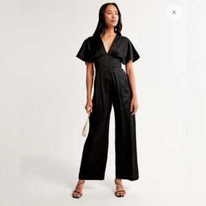 Abercrombie & Fitch Angel Sleeve Satin Jumpsuit